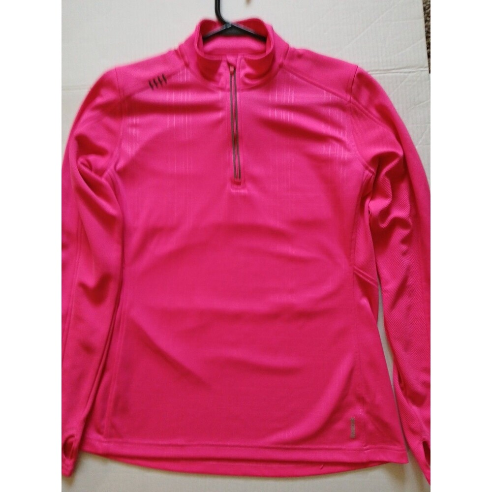 Reebok Women’s Quarter Zip PlayDry Pink-White  Large  Walking Outdoors Thunbhole - Picture 8 of 16